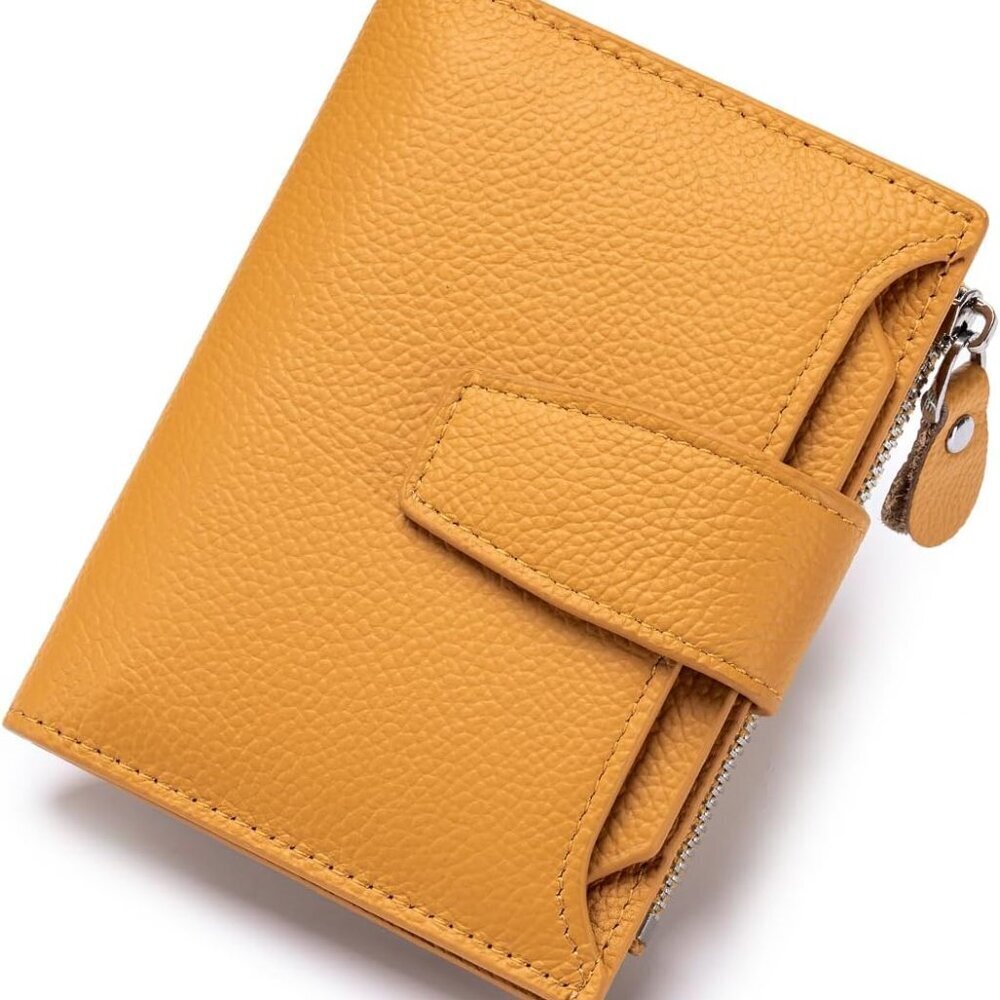Women RFID Wallet Leather Bifold Compact Card Holder with Coin Pocket - Picture 1 of 8